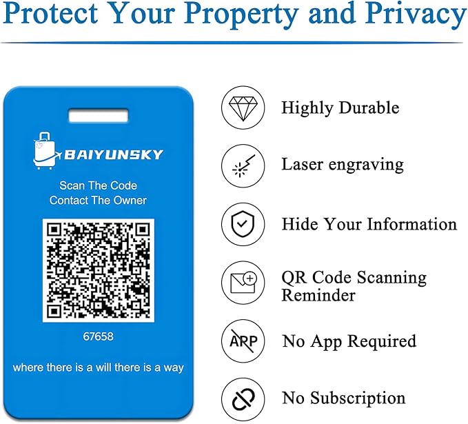 Smart Luggage Tags for Suitcases, 4 Pack Privacy QR Code Security Information Luggage Tag, Steel Ring, Waterproof Easy Identify Personalized Luggage Tag, No App or Subscription Needed (4 Colours)