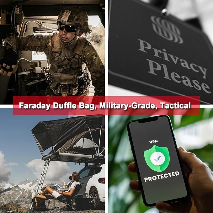 QYWOVPNBFCD Faraday Duffel Bag, Faraday Bag for Large Generators and Electronics, Military-Grade Signal Blocking Anti-tracking Data Privacy EMP Protection With 2 Detachable Faraday bags