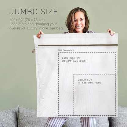 Extra Large Mesh Laundry Bags for Delicates - 2 Jumbo XXL Durable Laundry Bag Mesh Wash Bags with Hanging Loop. Garment Safe and Organizer for Washing Machine, Clothes, Lingerie, Sheets, and Blankets