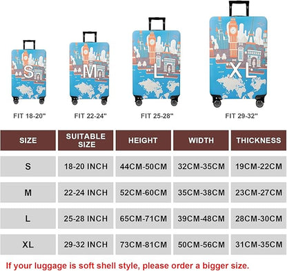 WUJIAONIAO Travel Luggage Cover Baggage Suitcase Cover Protector Skins 18-32 Inch (Eiffel Tower, XL (for 29-32 inch luggage))