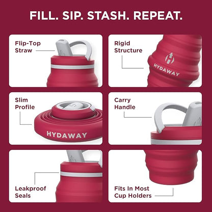 HYDAWAY 25oz Collapsible Water Bottle - BPA-Free, Leakproof, Lightweight, and Space-Saving - Perfect for Hiking, Travel, and All-Day Hydration