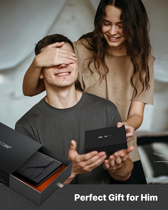 typecase Leather Wallet for Men Card Holder: Premium Genuine Leather, RFID Blocking, Slim, Minimalist, Front Pocket - 15 Cards Capacity | ID Window | Money Clip (Black)