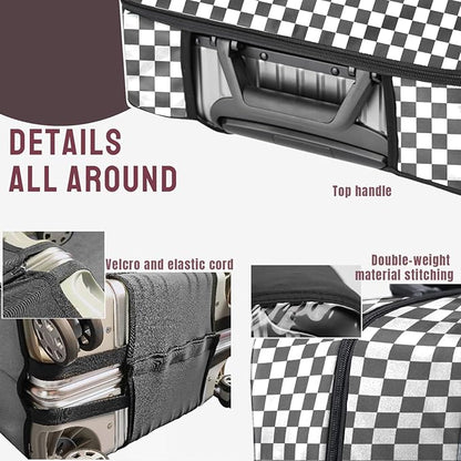 No Disassembly Suitcase Covers for Luggage - 28 Inch Clear Luggage Cover Protector, B/W Check PVC Luggage Protector Suitcase Cover