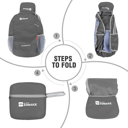 ZOMAKE Lightweight Packable Backpack 20L, Foldable Backpacks Small Daypack for Hiking Water Resistant Day Bag for Travel(Medium Grey)