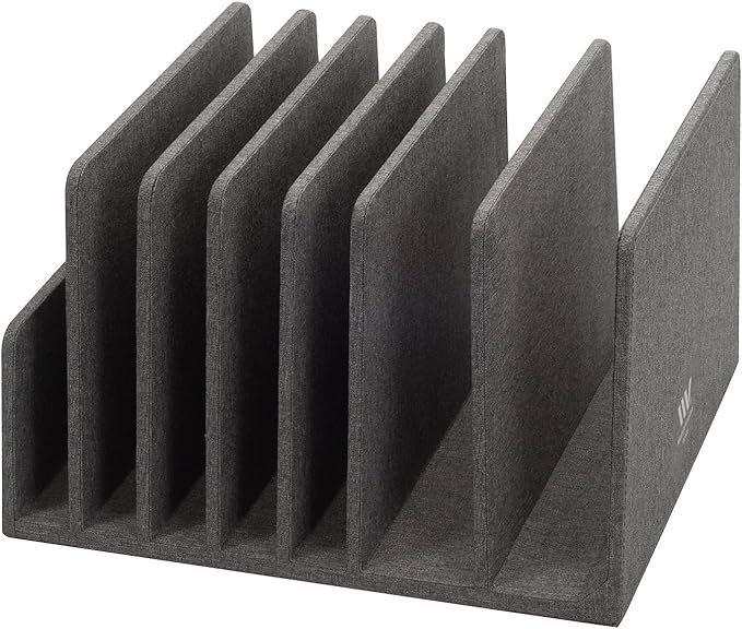 MobileVision Executive Dark Gray Device Organizer for Smartphones, Tablets and Laptops, 7 Slots with Extra Wide Slots for Laptops