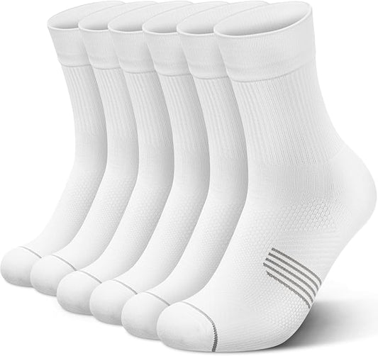 PAPLUS 3 Pairs Running Compression Socks for Men & Women, Atheltic Crew Socks with Cushion, Arch Support for Hiking, Cycling