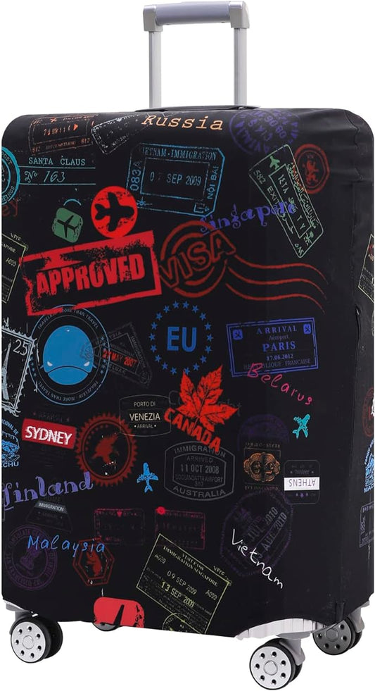 Luggage Cover Suitcase Cover Suitcase Protector Fit 26-28 Inch Luggage (Go travel world -L)