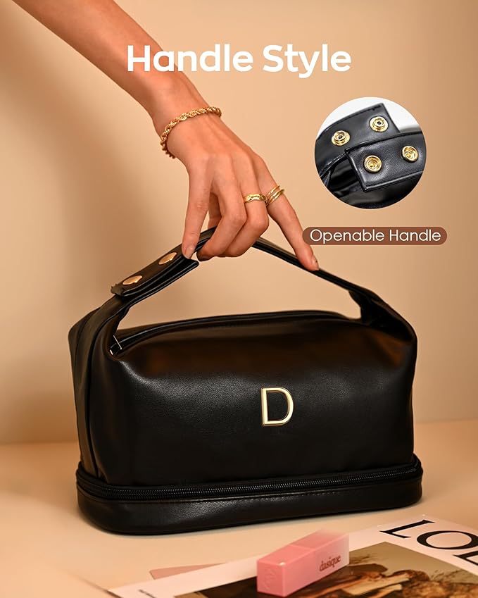 Gift for Her, Gifts Ideas, For Women 40S Makeup Bag with Handle, Cosmetic Bag, Teen Girl Gifts Trendy Stuff-Makeup Bags College Gift for Woman Toiletry Bag with Makeup Brush Organizer