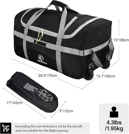 REDCAMP 85L/120L/140L Foldable Duffle Bag with Wheels, Large Travel Duffel Bag