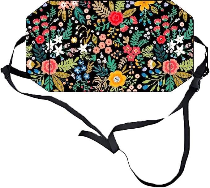 Airplane Foot Hammock for Plane Travel Ajustable Foot Rest for Plane Comfort Sling Airplane Gadgets for Adult Long Fling,Plane Travel Essentials (Lush Flower)