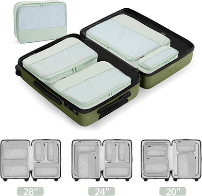 4 Piece Compression Packing Cubes for Suitcases and Backpack, Lightweight Travel Organizer Bags (Light Green)