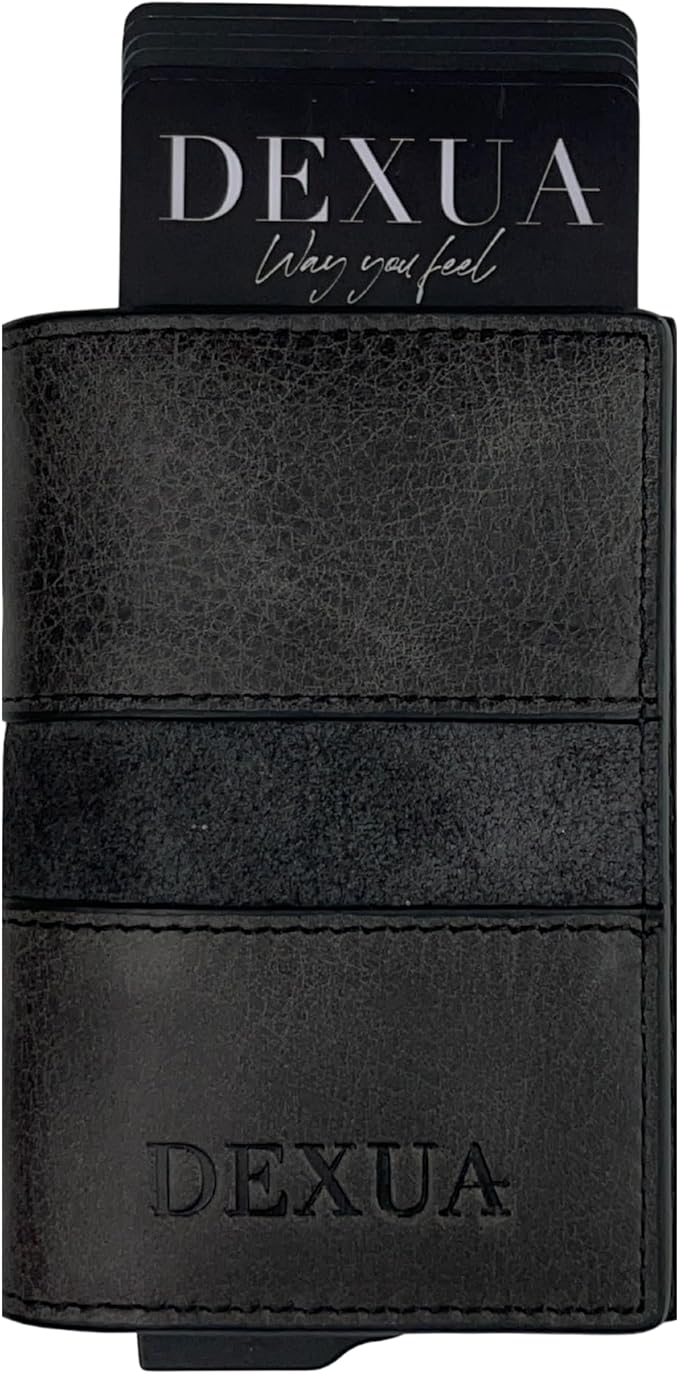 Mens Wallet, Premium Leather Slim Wallet, RFID Blocking Pop-Up Card Holder, Extra Credit Card Slots, Cash Slot, Magnetic Closure, Christmas Gift Ready Gift Box Included