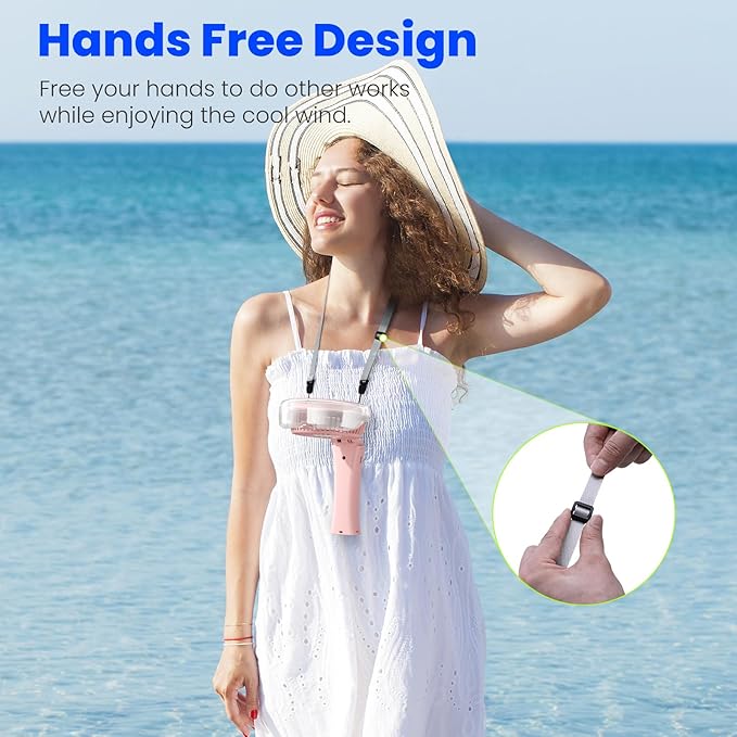 HandFan 2025 Upgraded Portable Misting Fan, Two Button Easy Operation, Handheld Rechargeable Mister Fan, Spray Water Mist Fans, Mini Electric Cooling Fans for Travel, Outdoors, Disney(Pink)