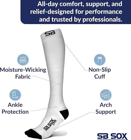 SB SOX Lite Compression Socks for Men & Women (15-20mmHg) – Best Compression Socks for Travel, Sports, and Daily Wear - XXL Sizes too!