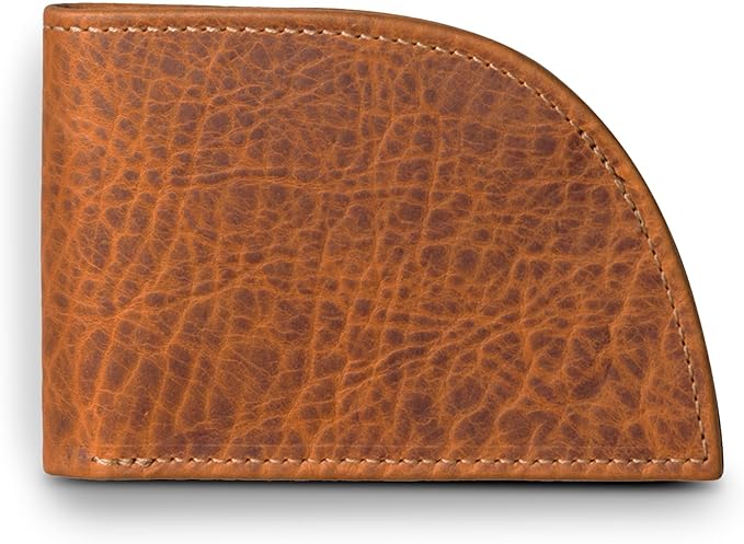 ROGUE WALLET Genuine Bison Leather Wallets for Men - RFID Blocking Curved Front Pocket Design w/ 3 Card Slots, Full Billfold Section & More - Slim Wallets for Men (Brown)