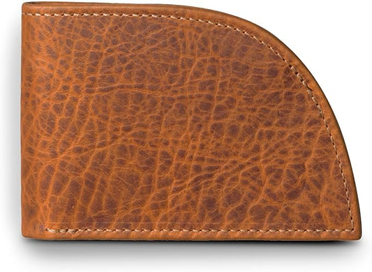 ROGUE WALLET Genuine Bison Leather Wallets for Men - RFID Blocking Curved Front Pocket Design w/ 3 Card Slots, Full Billfold Section & More - Slim Wallets for Men (Brown)