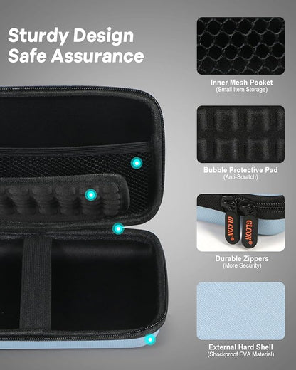 Shockproof Hard Shell Carrying Case - Light-Blue Case for External Hard Drive, Power Bank, Charger, Cable, Cell Phone, Electronic Accessories - Larger Capacity Storage Pouch Portable Travel Bag