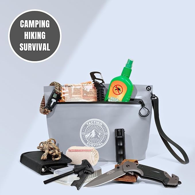 Tactiko Heavy-Duty Splash Water Resistant Zipper Pouches - Hold-All Organizers for Dry Bags, Travel Bags (1, Gray)