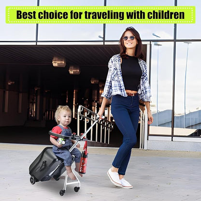 Children's Ride-On Suitcase,Kids Ride-On luggage, Kids Luggage Set, Travel Student Trolley Boarding Toy Box, 2-in-1 Case & Baby Stroller,Black