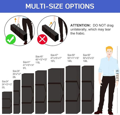 INFANZIA 41inch Sports Duffel Travel Bag, 94L Extra Large Duffel Luggage Bag with Upgrade Zipper, Water Resistant & Foldable Equipment Storage Bag for Camping Tent Tripod Fishing, 2PCS