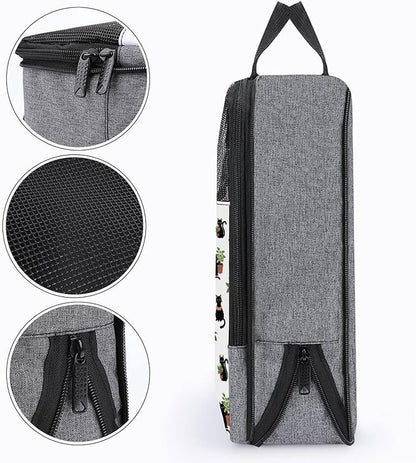Portable Travel Shoe Packing Bag for Gym Dust-Proof Storage Shoe Travel Bag Funny Black Cat Plant Garden Reusable Sneaker Bags
