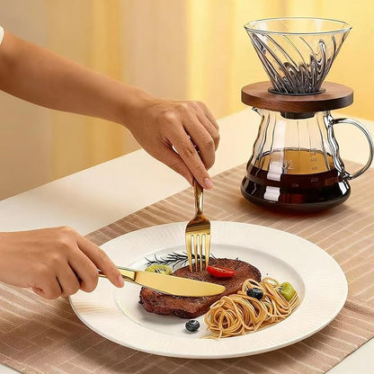 Gold 60-Piece Silverware Set,Stainless Steel Flatware Utensils Cutlery Set for 12,Including Steak Knife Fork and Spoon,Dishwasher Safe,Modern Tableware for Home & Dining