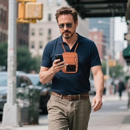 Neck Wallet - Rfid Wallet Women - passport holder for travel - Travel Wallet Passport Holder For Travel Women - 10.3x6.8inch (Yellowish Brown)