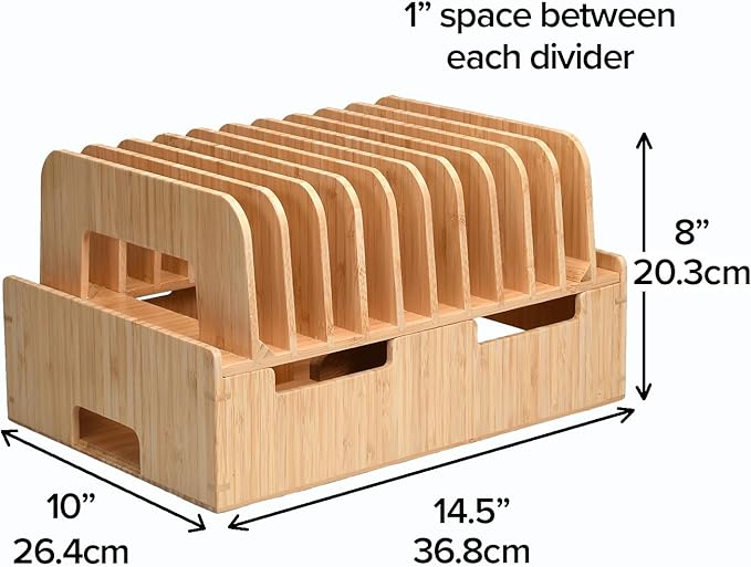 MobileVision Bamboo 12-Port Charging Station & Docking Organizer for Smartphones & Tablets, Family-Sized, for use in Corporate Offices & Classrooms