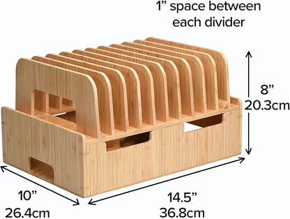 MobileVision Bamboo 12-Port Charging Station & Docking Organizer for Smartphones & Tablets, Family-Sized, for use in Corporate Offices & Classrooms