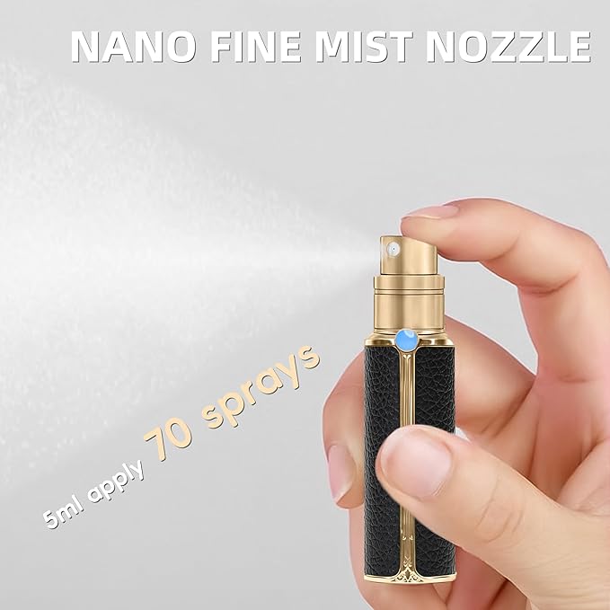 CF01BKS Leather Perfume Bottle 10ml – Bottom-Fill Refillable Dispenser, Leak-Proof & Portable for Men & Women, Ideal for Travel, Gifting & Daily Use (CF01BKS)