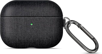 LOPIE for AirPods Pro 2nd Generation Case (Not for 3rd Gen) - Canvas Style Vegan Leather - Protective Hard Shell Cover with Key Chain - Handmade for AirPods Pro 2 Case Cover - Black