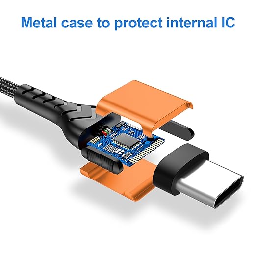 Durcord USB C to USB C Cable, 2Pack 100W 10ft USB C Charger Cable Fast Charging for Android/Phone/Pad, Type C to Type C Charger Braided USB Cable Compatible with Phone 16/15 Pro Plus Max Orange