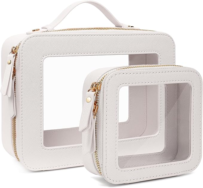 Travel Clear Makeup Bag Set, TSA Approved Cosmetic Bag Case with Zipper Portable Makeup Pouch Toiletry Bag Women Traveling Cosmetic Organizer Storage Bag Car Organizer Car Essentials for Women