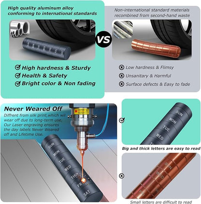 Aluminium Travel Pill Organizer,Weekly Metal Pill Case,Pill Holder, Moisture Proof Waterproof Daily Pill Box 7 Day, Large Pill Container to Hold Vitamins,Medication,Supplements 【Navy Blue】