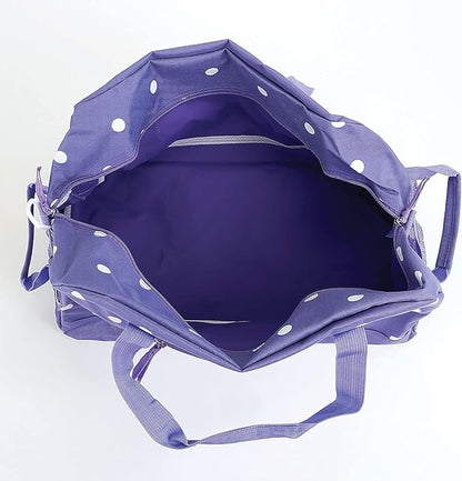 Lillian Vernon Personalized Duffel Bag for Kids, Roomy Purple and White Polka Dot Weekender With Front & Side Compartment, Customizable Girls Sports & Travel Bags With Custom Name, 9" x 10 ½" x 19"