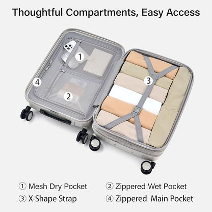 Hanke Expandable 28 Inch Luggage with Spinner Wheels, Hardside Large Suitcase, All-PC Hard Shell Checked Luggage, TSA Lock, Durable Checked-Large (Smoke White, 114L)