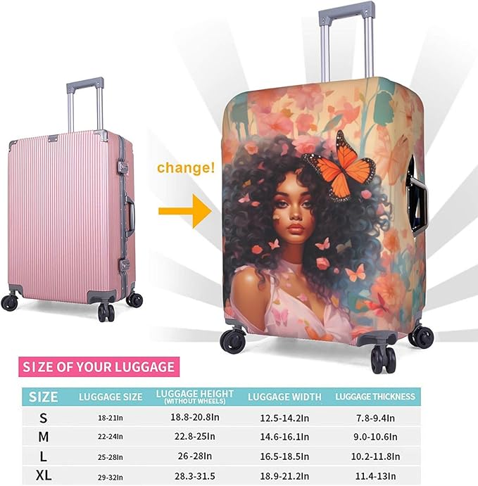 Suitcase Protector Cover - TSA Approved Luggage Cover - Washable, Anti-scratch - X-Large - African American Woman