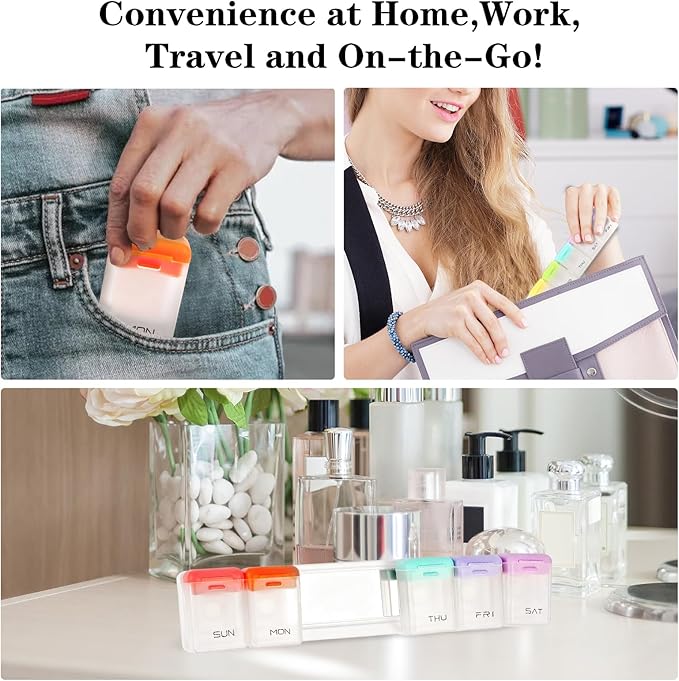 Weekly Pill Organizer Magnetic Large Travel Pill Case, Week Once Daily Medication Dispenser Medicine Container Holder for Supplement Box 7 Day 1 Time a Day (White)