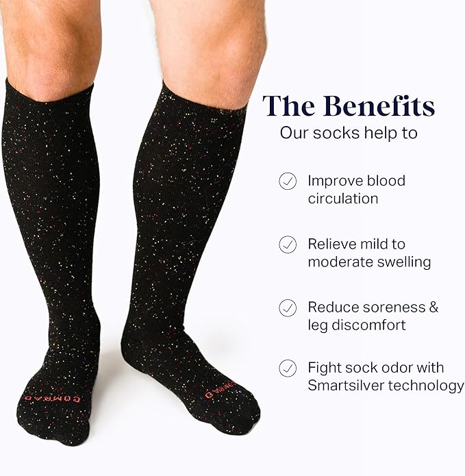 Comrad Recycled Cotton Knee High Socks - 15-20mmHg Graduated Compression Socks - Soft & Breathable Support Socks, Unisex