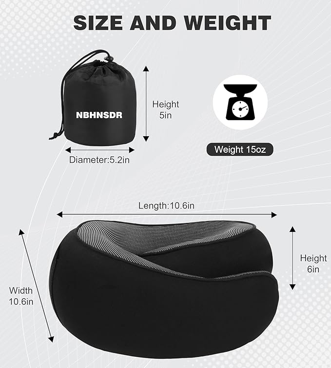 Travel Neck Pillow, Newly Upgraded Hooded Neck Pillow , 100% Pure Memory Foam Travel Pillow for Flight Headrest Sleep,Windproof and heat preservation,Suitable for use in Outdoor/ Plane/Car/Office