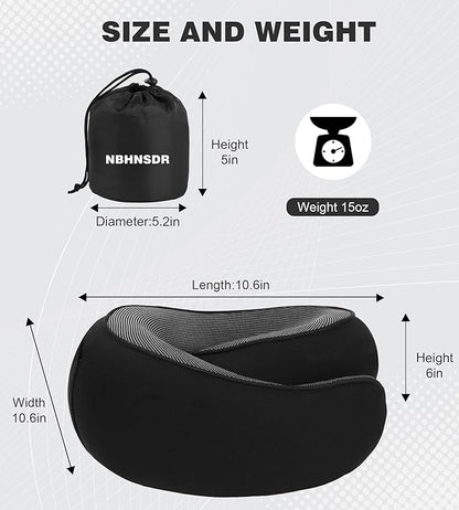 Travel Neck Pillow, Newly Upgraded Hooded Neck Pillow , 100% Pure Memory Foam Travel Pillow for Flight Headrest Sleep,Windproof and heat preservation,Suitable for use in Outdoor/ Plane/Car/Office