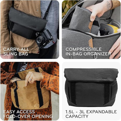 Peak Design Field Pouch V2, Coyote, 2-in-1 Organizer and Sling Bag, Adjustable Shoulder Strap and Integrated Belt Loops, Weatherproof Nylon Canvas, Organizer Pouch or Carry Bag for Men and Women