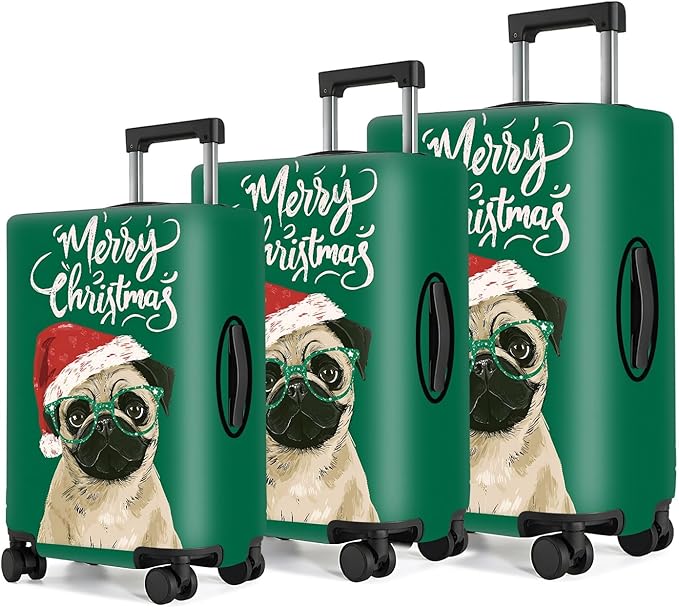 Christmas Pug Luggage Cover, Washable Suitcase Cover, Travel Suitcase Protector Anti-scratch Bag cover, S