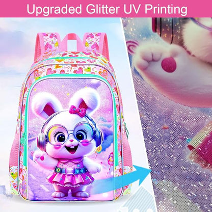 WZLVO 3PCS Kids Backpack for Girls, Unicorn Dinosaur Animal Prechool Elementary Kindergarten School Bookbag with Lunch Box