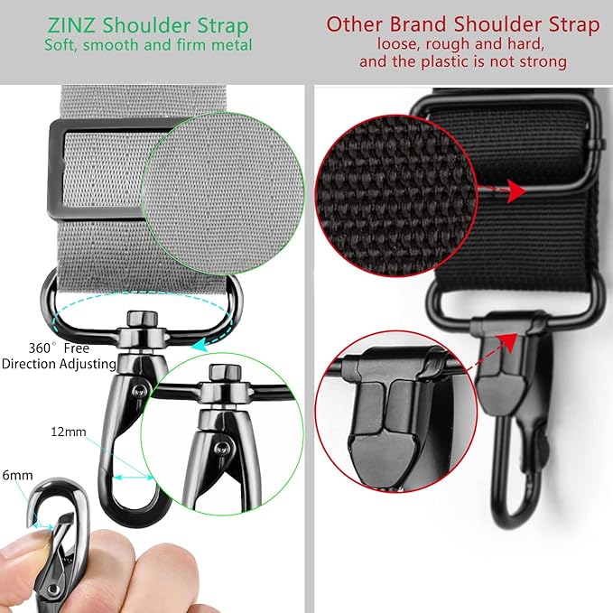 ZINZ Shoulder Strap 78" Universal Handbag Strap with Ultra-thick Fixed Padded and Dual Balanced Adjustable Buckles Shoulder Crossbody Strap for Briefcase Messenger Bag Laptop bag Luggage，Gray