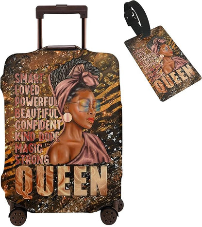 Travel Suitcase Protector African American Girl Elastic Protective Washable Luggage Cover With Concealed Zipper Suitable For 18-32 Inch (M (for 22--24 inch luggage))