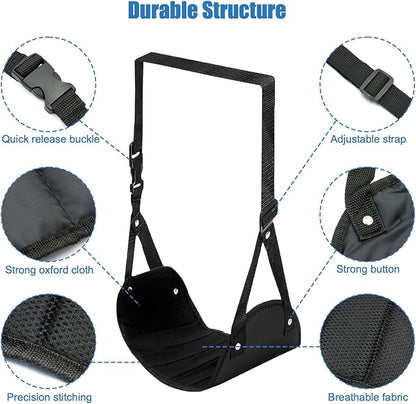 2 Pack Foot Hammock for Plane Travel, Portable Airplane Foot Rest Leg Hammock for Airplane Travel, Adjustable Plane Footrest Foot Sling for Long Flight