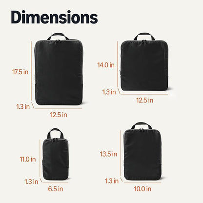 Amazon Essentials Ultralight Compression Packing Cubes Packing Organizer black 4 pack Black