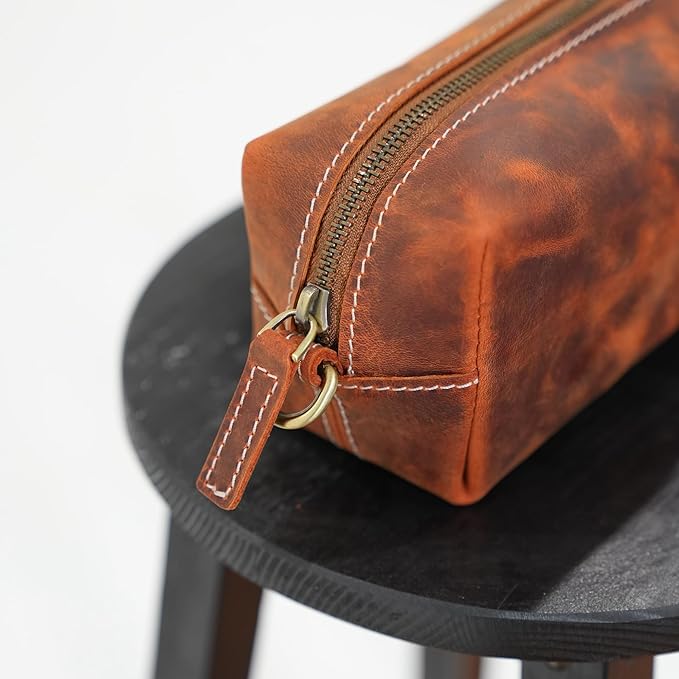 For the Man Who Has Everything - Personalized Leather Toiletry Bag for Men - Custom Dopp Kit with Monogram - Shaving & Travel Bag - Engraved Gift for Groomsmen, Dad, Husband, Anniversary