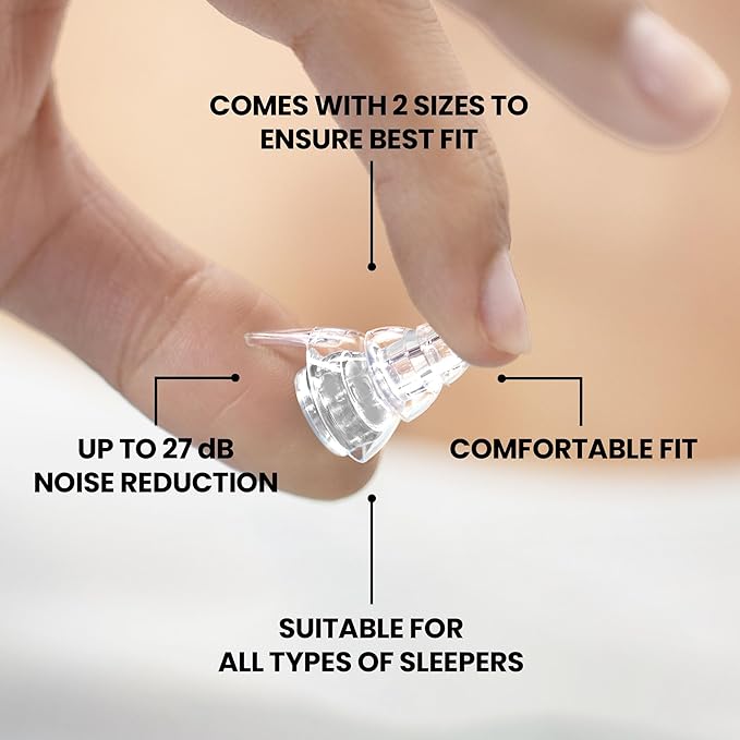 Eargasm All-Nighters Earplugs Standard - Noise Reducing Night-Time Ear-Plugs for Sleeping, Studying, Blocking Snoring - Perfect for Reducing Noise While Sleeping, Enhancing Focus While Studying & More